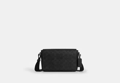 Coach Outlet Jack Flap Crossbody Bag In Signature Canvas In Black