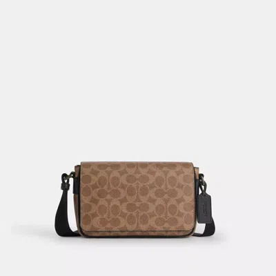 Coach Outlet Jack Small Flap Crossbody Bag In Signature Canvas In Sand