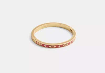 Coach Outlet Kissing Signature Enamel Hinged Bangle In Multi