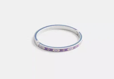 Coach Outlet Kissing Signature Enamel Hinged Bangle In Silver
