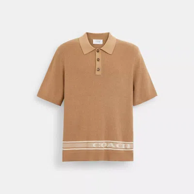 Coach Outlet Knit Polo In Brown