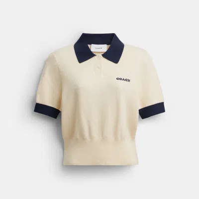 Coach Outlet Knit Polo In Organic Cotton In Neutral