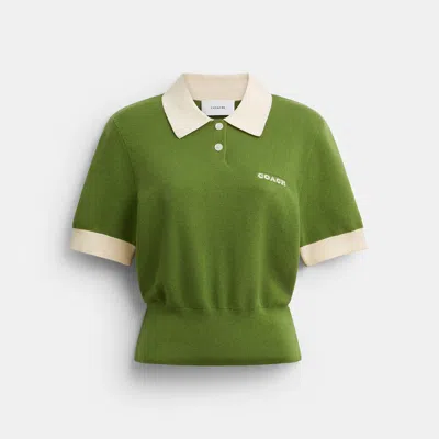 Coach Outlet Knit Polo In Organic Cotton In Green