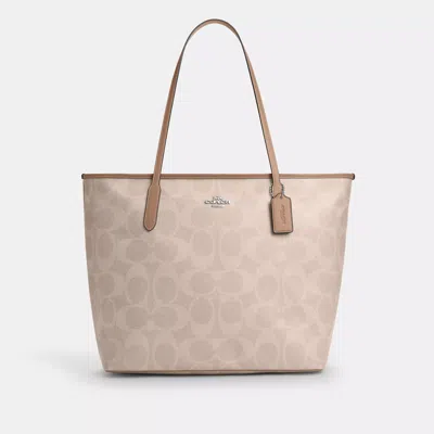 Coach Outlet Large City Tote Bag In Maxi Signature Canvas In Brown