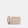 Coach Outlet Corner Zip Wristlet In Signature Canvas With Floral Print In Multi