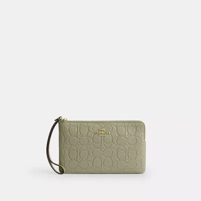 Coach Outlet Large Corner Zip Wristlet In Signature Leather