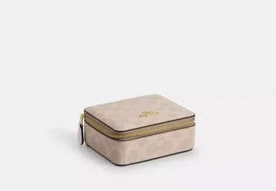 Coach Outlet Large Jewelry Box In Signature Canvas In Sand