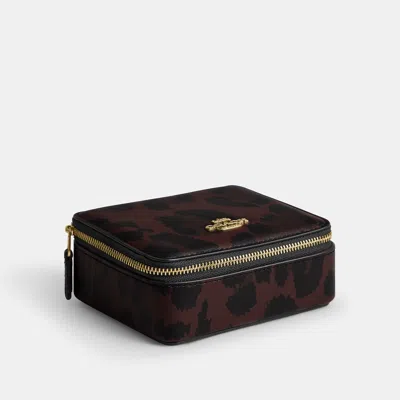 Coach Outlet Large Jewelry Box With Leopard Print In Gold/dark Leopard