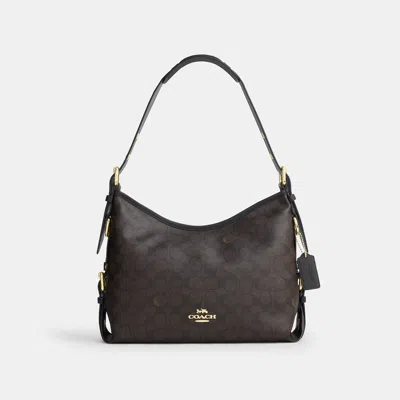 Coach Outlet Laurel Shoulder Bag With Buckles In Gold/walnut/black