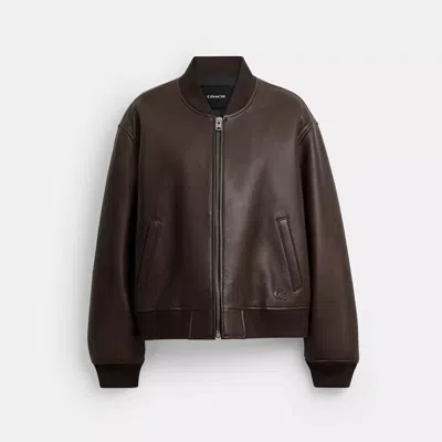 Coach Outlet Leather Bomber In Brown