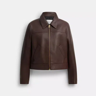 Coach Outlet Leather Jacket In Brown