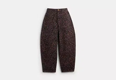 Coach Outlet Leopard Print Barrel Jeans In Organic Cotton In Brown