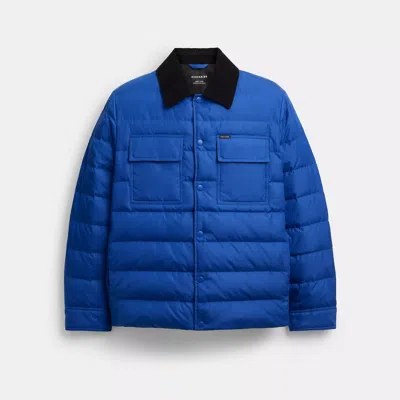 Coach Outlet Lightweight Shirt Down Jacket In Recycled Polyester In Blue