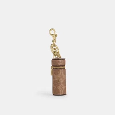 Coach Outlet Lipstick Case Bag Charm In Signature Canvas
