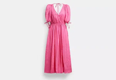 Coach Outlet Long Dress With Ties In Pink