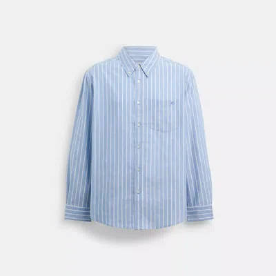 Coach Outlet Long Sleeve Button Down Shirt In Blue