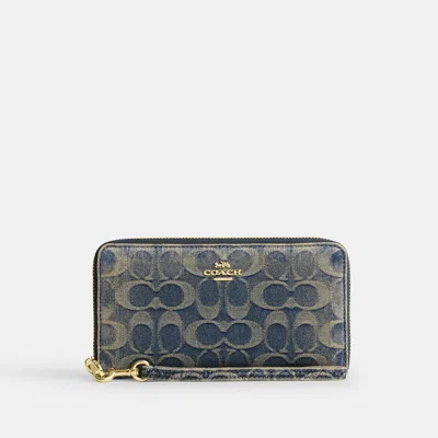 Coach Outlet Long Zip Around Wallet In Blue