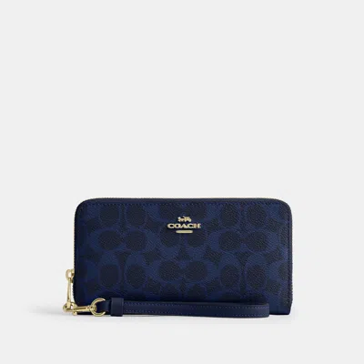 Coach Outlet Long Zip Around Wallet In Gold/navy