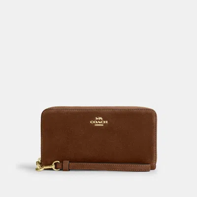 Coach Outlet Long Zip Around Wallet In Gold/warm Brown