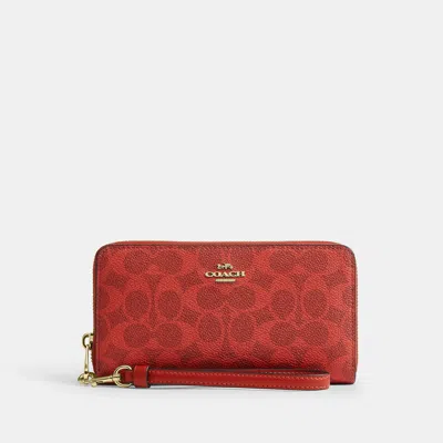 Coach Outlet Long Zip Around Wallet In Signature Canvas