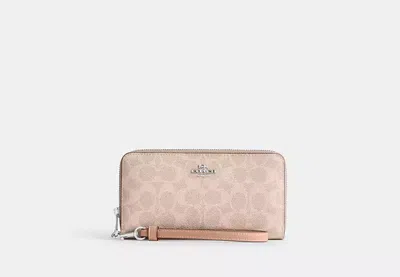 Coach Outlet Long Zip Around Wallet In Signature Canvas In Beige