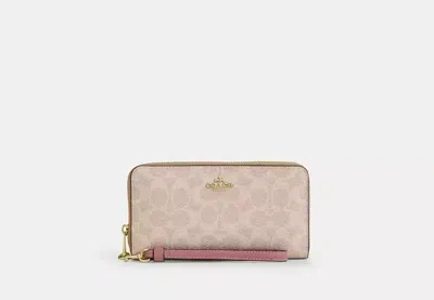 Coach Outlet Long Zip Around Wallet In Signature Canvas In Gold