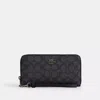 Coach Outlet Long Zip Around Wallet In Signature Canvas In Grey