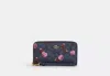 Coach Outlet Long Zip Around Wallet In Signature Canvas With Cherry Print In Blue/multi