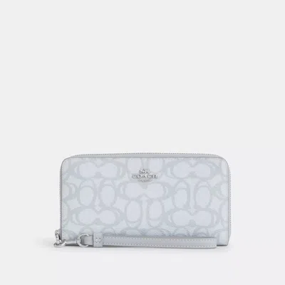 Coach Outlet Long Zip Around Wallet In Sketch Signature Canvas In Multi