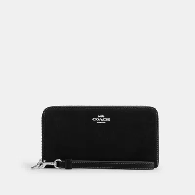 Coach Outlet Long Zip Around Wallet In Silver/black