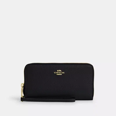 Coach Outlet Long Zip Around Wallet With Detachable Card Case In Black