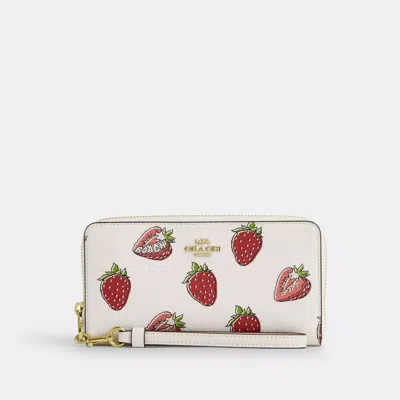 Coach Outlet Long Zip Around Wallet With Strawberry Print
