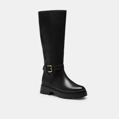 Coach Outlet Lucy Lug Sole Boot With Signature Canvas In Black/charcoal
