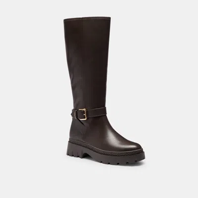Coach Outlet Lucy Lug Sole Boot With Signature Canvas In Walnut/chocolate