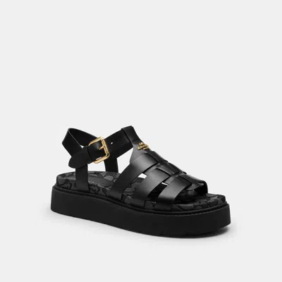 Coach Outlet Lucy Lug Sole Sandal In Signature Jacquard In Black
