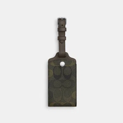 Coach Outlet Luggage Tag In Signature Camo Print In Green