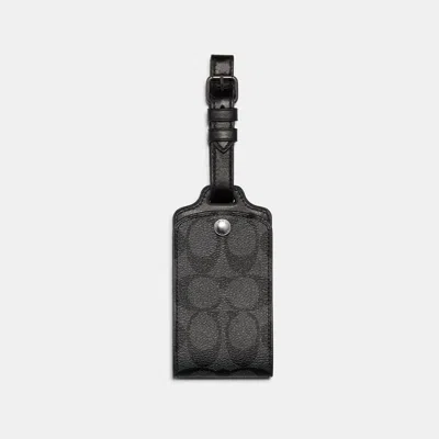Coach Outlet Luggage Tag In Signature Canvas In Grey