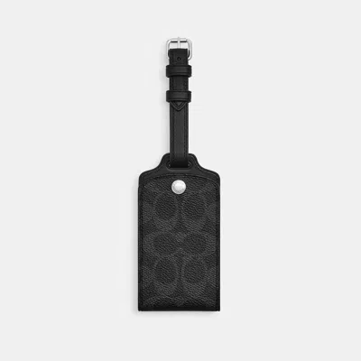Coach Outlet Luggage Tag In Silver/black Signature