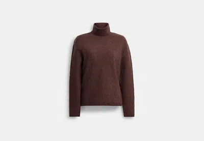 Coach Outlet Lurex Signature Turtleneck Sweater In Brown