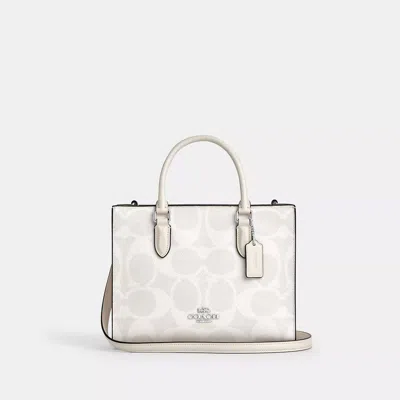 Coach Outlet Maggie Small Tote Bag In Signature Canvas In White