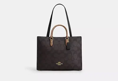 Coach Outlet Maggie Tote Bag In Blocked Signature Canvas In Brown