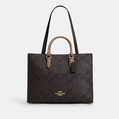Coach Outlet Maggie Tote Bag In Blocked Signature Canvas In Brown