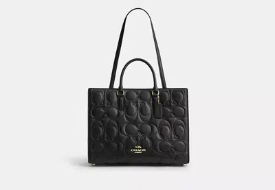 Coach Outlet Maggie Tote Bag In Signature Leather In Black