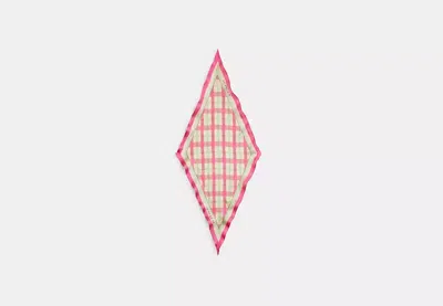 Coach Outlet Maude Plaid Print Silk Diamond Scarf In Pink