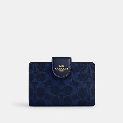 Coach Outlet Medium Corner Zip Wallet In Gold/navy