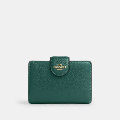 Coach Outlet Medium Corner Zip Wallet In Im/emerald