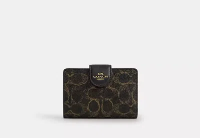 Coach Outlet Medium Corner Zip Wallet In Loved Signature Canvas In Gold