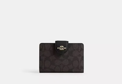 Coach Outlet Medium Corner Zip Wallet In Signature Canvas In Beige