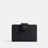 Coach Outlet Medium Corner Zip Wallet In Signature Canvas In Grey