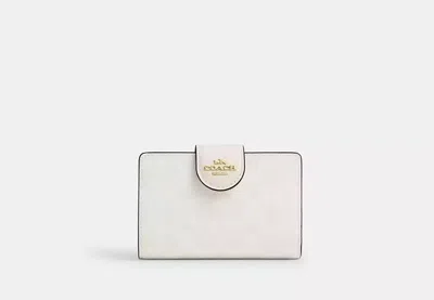 Coach Outlet Medium Corner Zip Wallet In Signature Canvas In White
